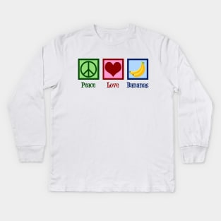 Peace Love Bananas Kids Long Sleeve T-Shirt